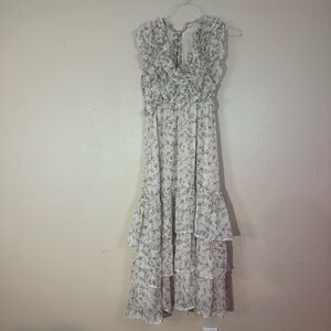 Storia Cream Floral tiered Maxi Dress S